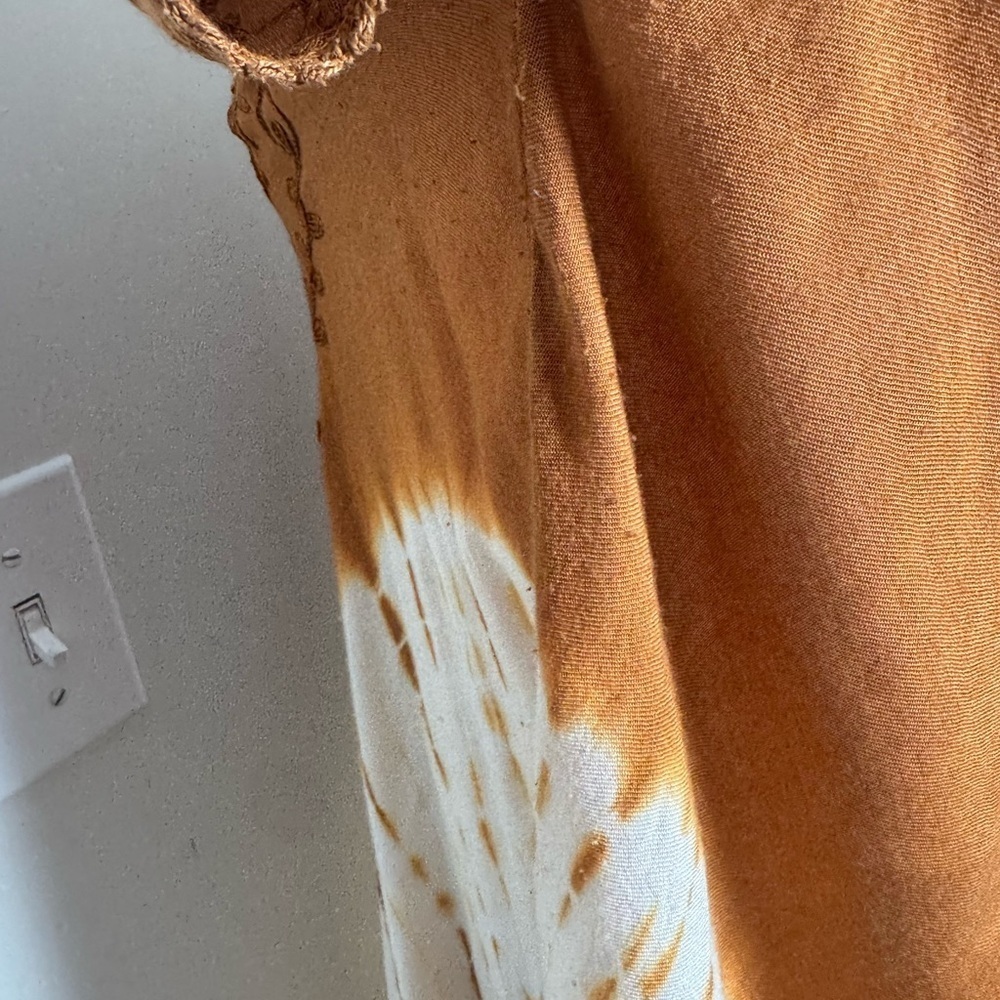 Bohemian vintage Brown Tie-Dye Women's Top ombré fairycore woodland natural OS - Picture 7 of 8